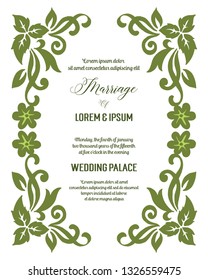 Vector illustration wedding celebration invitation with floral frame style hand drawn