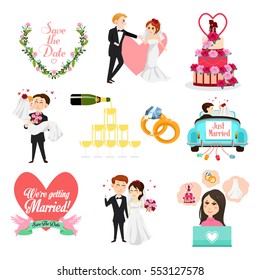 A vector illustration of Wedding Celebrations Icons and Cliparts
