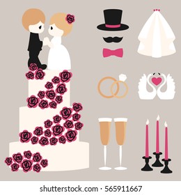 Vector illustration of wedding color symbols set