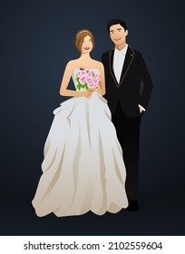 A vector illustration of a wedding couple