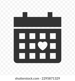 Vector illustration of wedding date icon in dark color and transparent background(png).