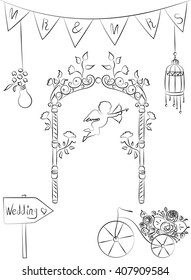 Vector illustration of wedding decor