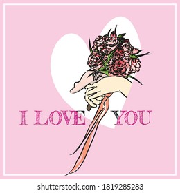 vector illustration of wedding flower bouquet. romantic love confession. perfect for greeting card for couple.