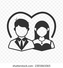 Vector illustration of wedding icon in dark color and transparent background().