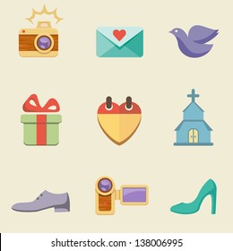 Vector illustration of wedding icons