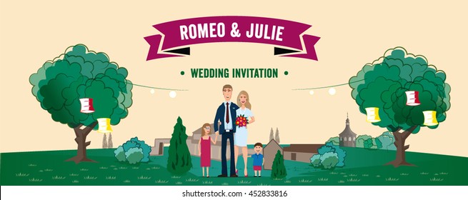 Vector illustration of wedding invitation 
