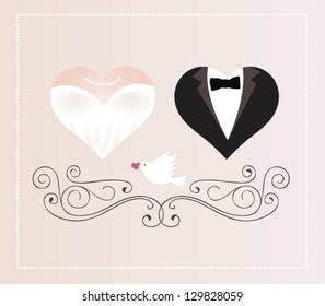 Vector illustration. Wedding invitation card.