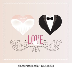 Vector illustration. Wedding invitation card