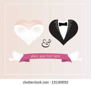 Vector illustration. Wedding invitation card