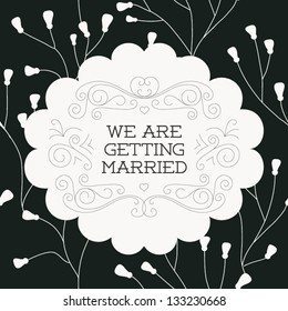 Vector illustration. Wedding invitation card. Seamless floral pattern can be used for wallpaper, web page background, pattern. Seamless floral background