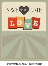 Vector illustration. Wedding invitation card. Retro love elements.