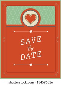 Vector illustration. Wedding invitation card. Retro love elements.