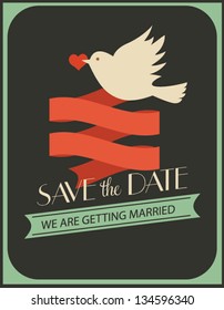 Vector illustration. Wedding invitation card. Retro love elements.