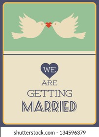 Vector illustration. Wedding invitation card. Retro love elements.