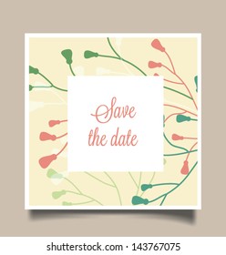 Vector illustration. Wedding invitation card. Seamless floral background can be used for wallpaper, web page background.