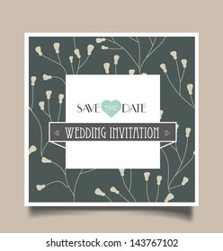 Vector illustration. Wedding invitation card. Seamless floral background can be used for wallpaper, web page background.