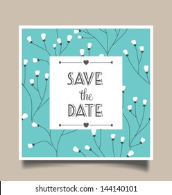 Vector illustration. Wedding invitation card. Seamless floral background can be used for wallpaper, web page background.