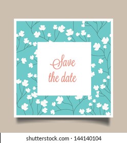 Vector illustration. Wedding invitation card. Seamless floral background can be used for wallpaper, web page background.