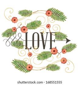 Vector illustration. Wedding invitation card. Seamless floral background