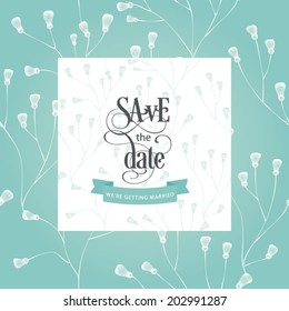 Vector illustration. Wedding invitation card. Seamless floral pattern can be used for wallpaper, web page background, pattern. Sea