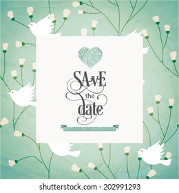 Vector illustration. Wedding invitation card. Seamless floral pattern can be used for wallpaper, web page background, pattern.