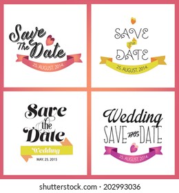Vector illustration. Wedding invitation card, set