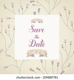 Vector illustration. Wedding invitation card. Seamless floral pattern can be used for wallpaper, web page background, pattern. Seamless floral background