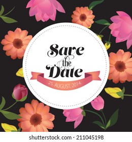 Vector illustration. Wedding invitation card. Floral background can be used for wallpaper, web page background. 