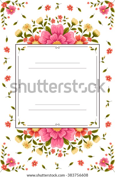 Vector Illustration Wedding Invitation Flower Theme Stock Vector