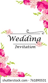 Vector illustration Wedding Invitation template. Modern design. Wedding Invitation design with peony flowers. Tradition decoration for wedding. 