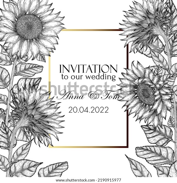 Vector Illustration Wedding Invitation Template Graphic Stock Vector