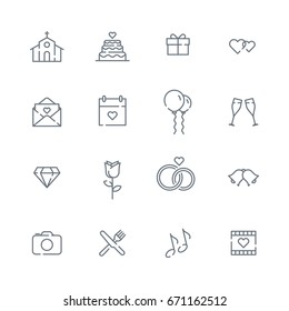 Vector Illustration of Wedding Line Icons