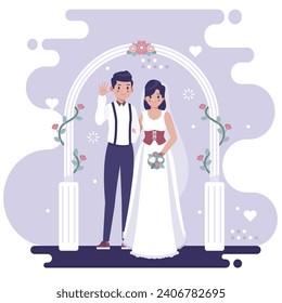 VECTOR ILLUSTRATION OF WEDDING, WEDDING PARTY,