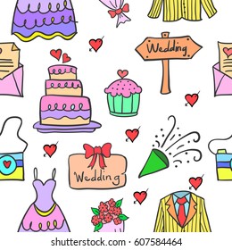 Vector illustration of wedding party doodle style