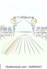 Vector illustration of wedding place