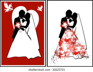 vector illustration of wedding postcard