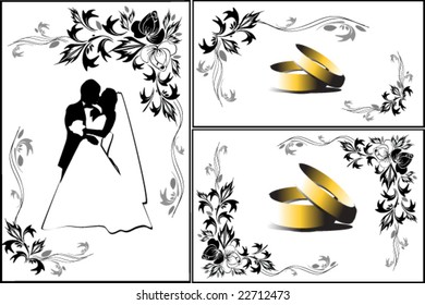 vector illustration of wedding postcard