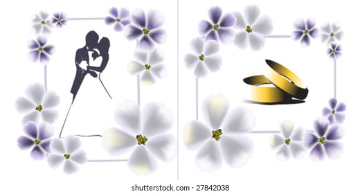 vector illustration of wedding postcard