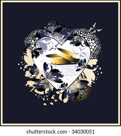 vector illustration of wedding postcard