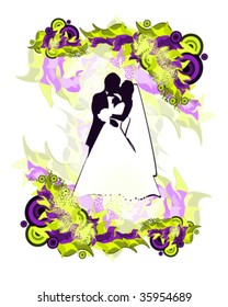 vector illustration of wedding postcard