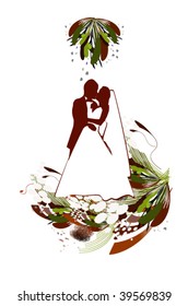 vector illustration of wedding postcard