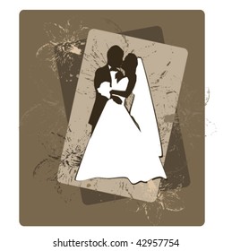 vector illustration of wedding postcard