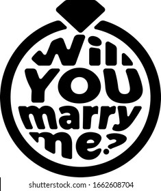 Vector illustration of wedding ring with lettering: Will you marry me? 
