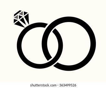 vector illustration of wedding rings isolated