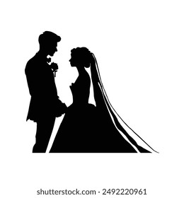 Ilustración vectorial de silueta de boda