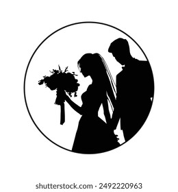 vector illustration of wedding sillhouette