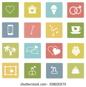 vector illustration of wedding or valentine icons set