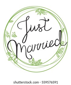 Vector illustration of a wedding vignette 'Just married'