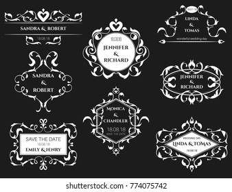 Vector Illustration of wedding vintage Card for Design, Website, Background, Banner. Love Titles Element Template