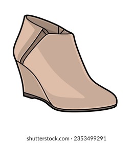 Vector Illustration of Wedge Bootie Heel Shoe with White Background